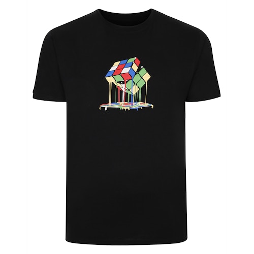 Bigdude Melting Cube Print T-Shirt Schwarz